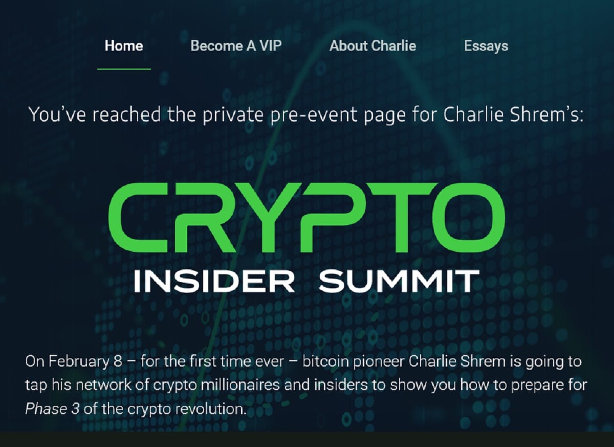 Crypto Insider Summit Review (Charlie Shrem) - Is It Legit?
